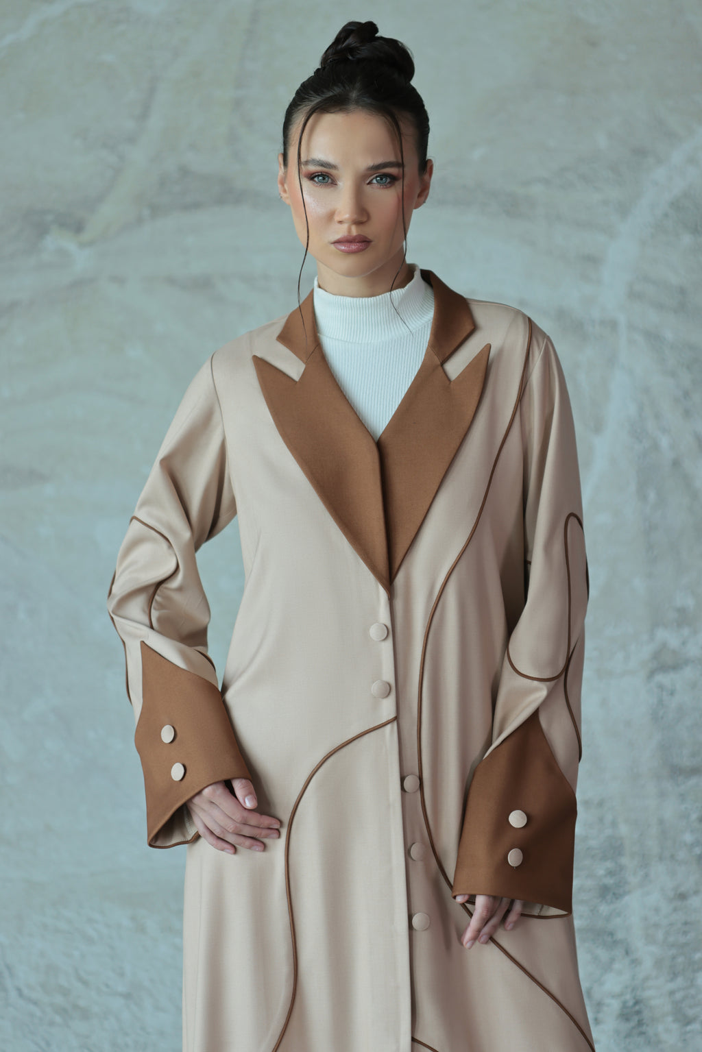 Beige Two-Tone Abaya