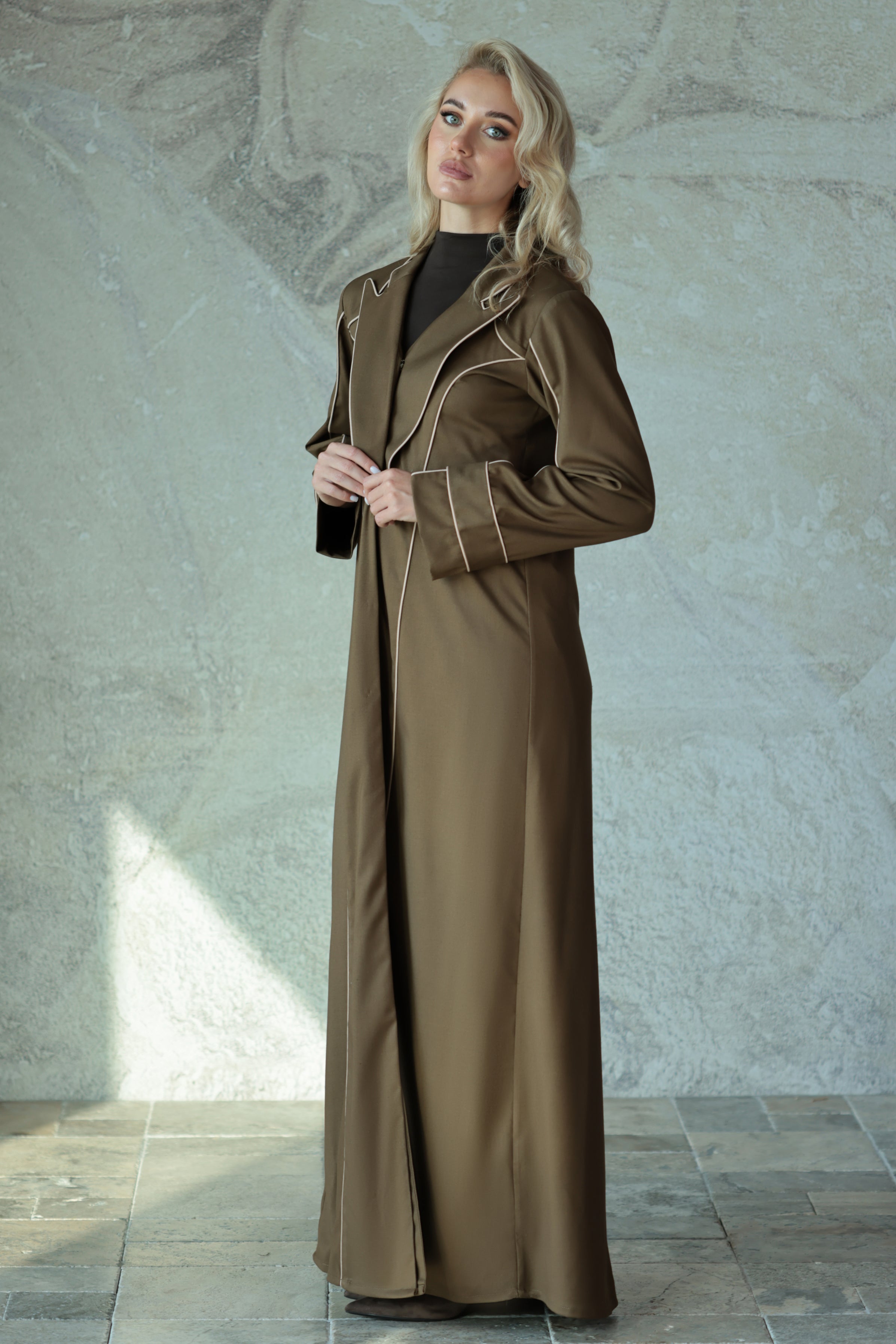 Olive Jacket-Style Abaya