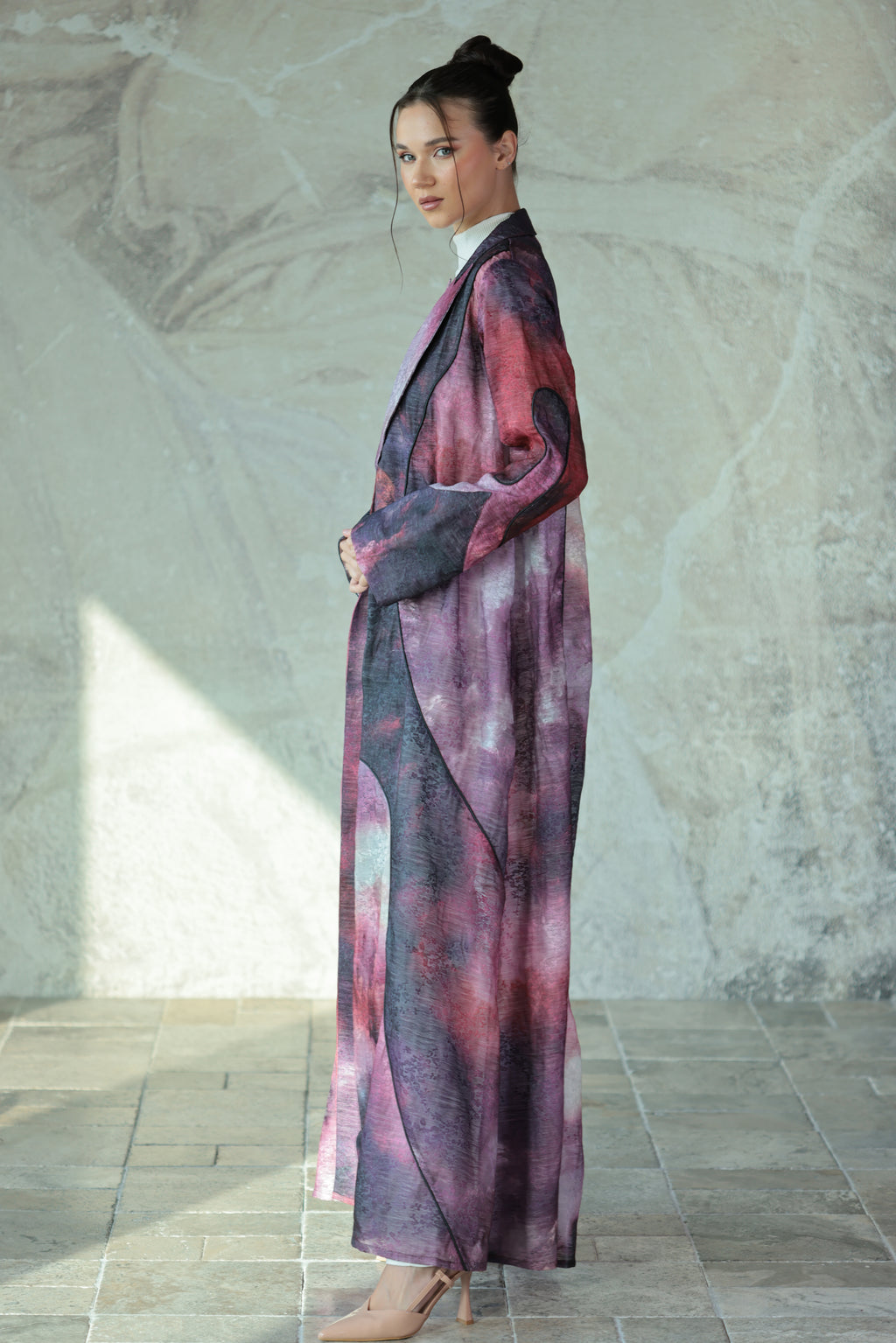 Printed Sculptural Organza Abaya