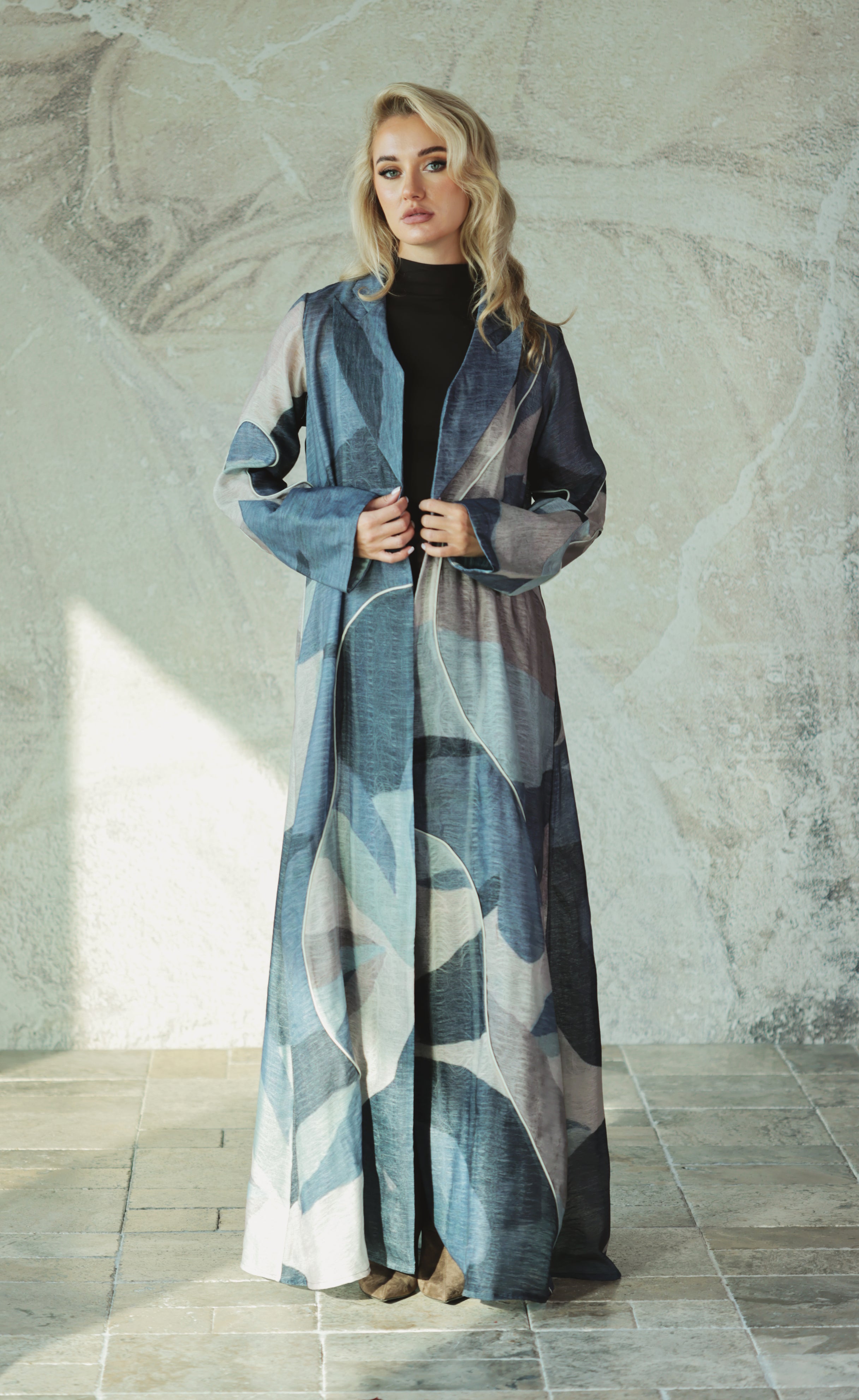 Printed Sculptural Organza Abaya
