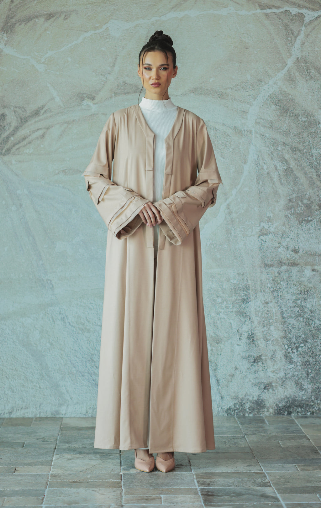 Beige Organza Abaya