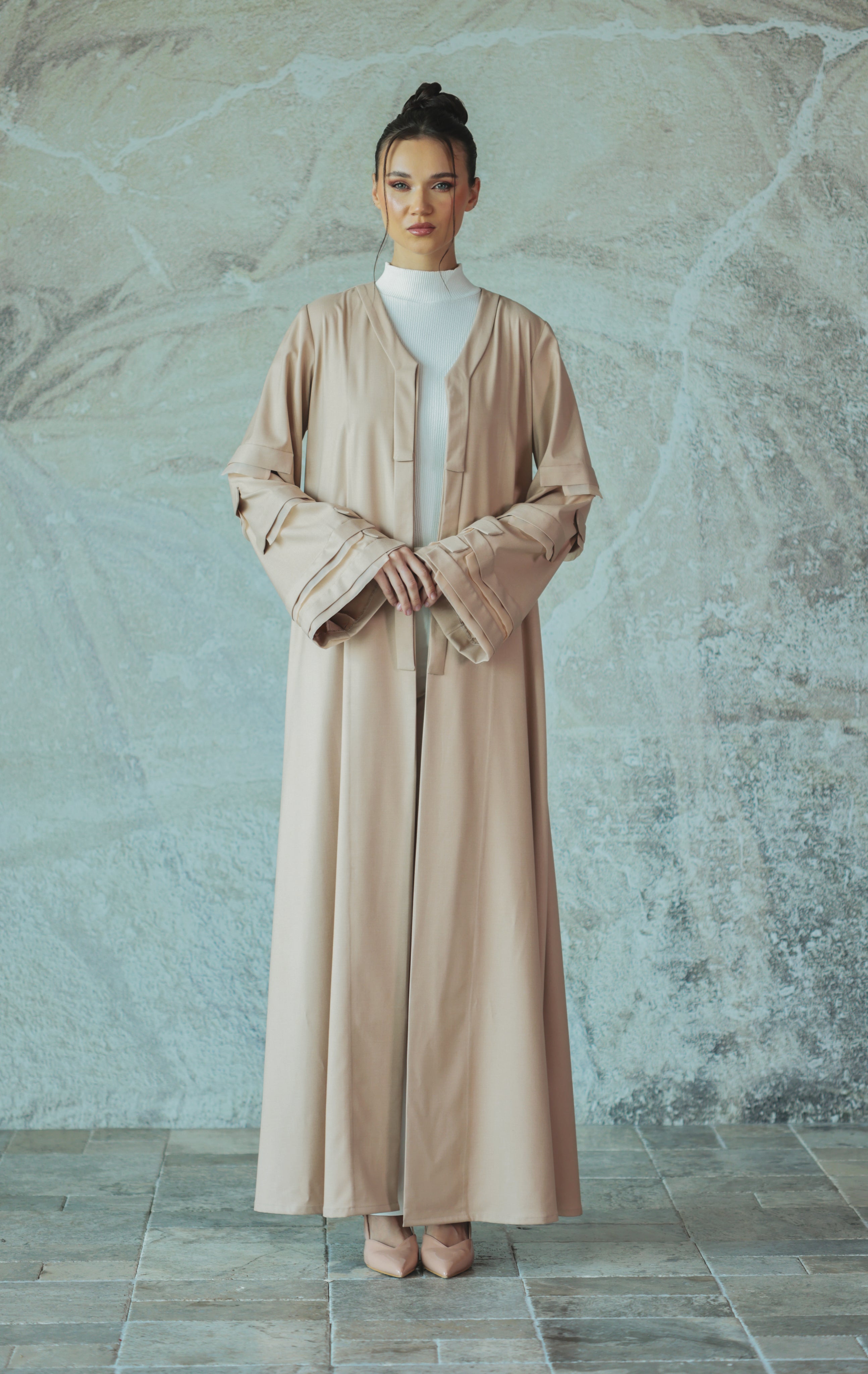 Beige Organza Abaya