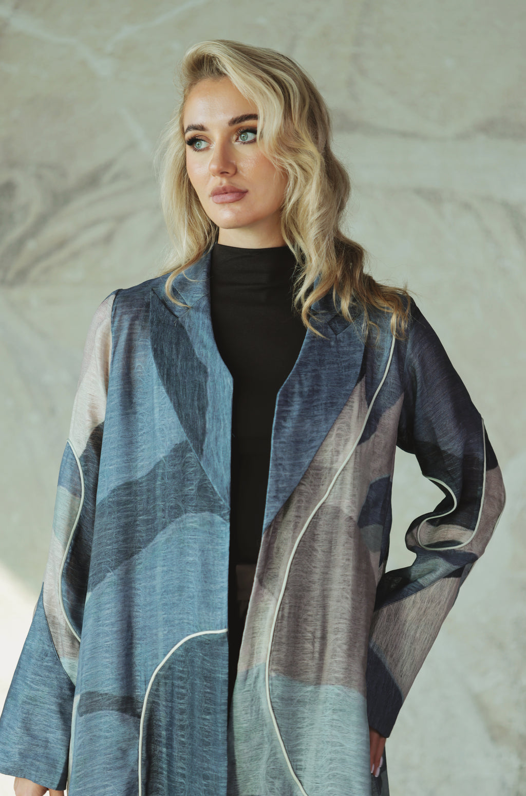 Printed Sculptural Organza Abaya