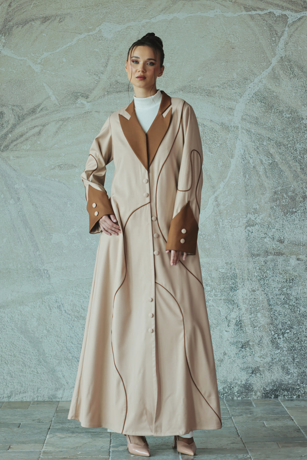 Beige Two-Tone Abaya