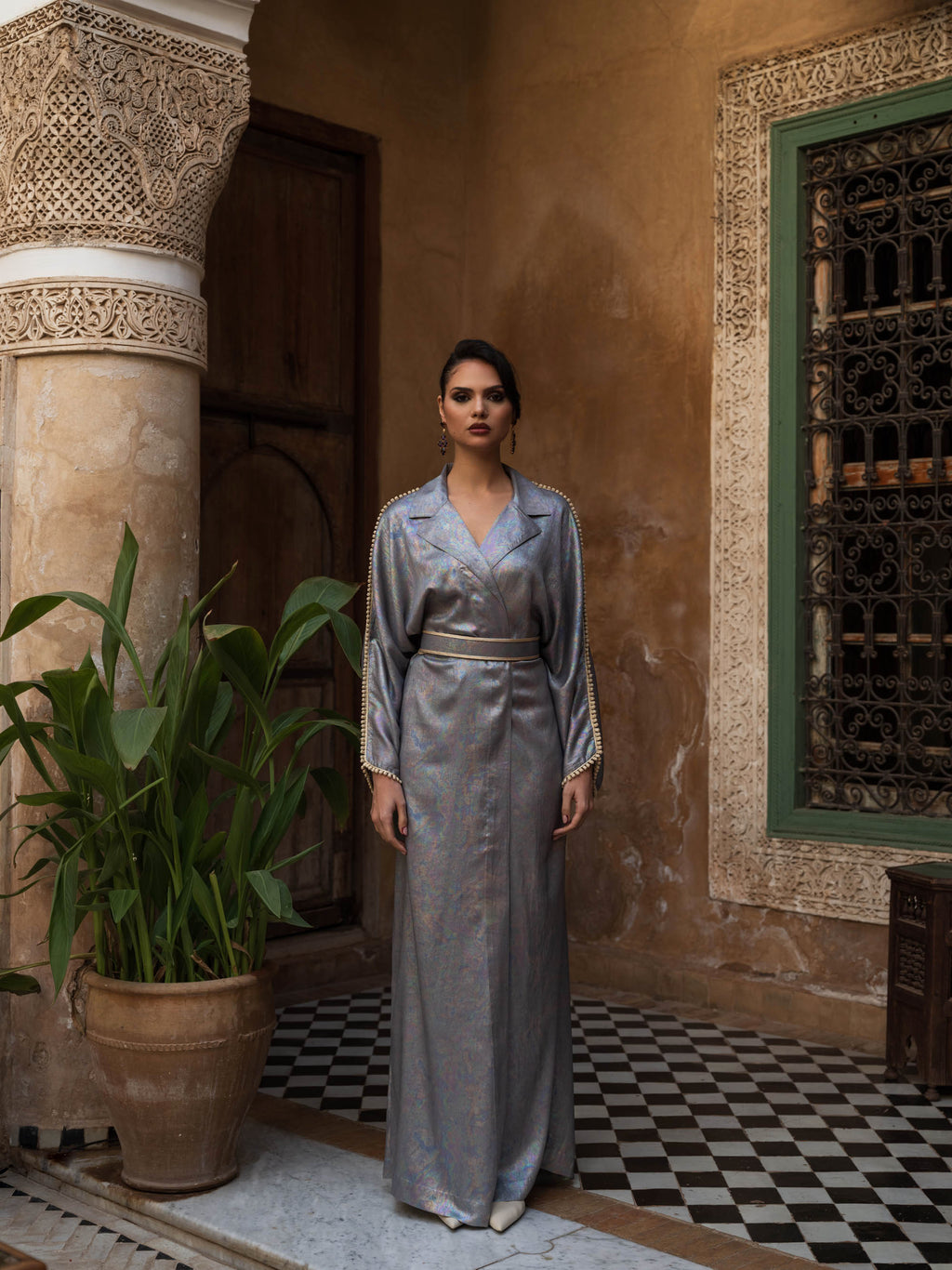Modern Metallic Kaftan - Blue