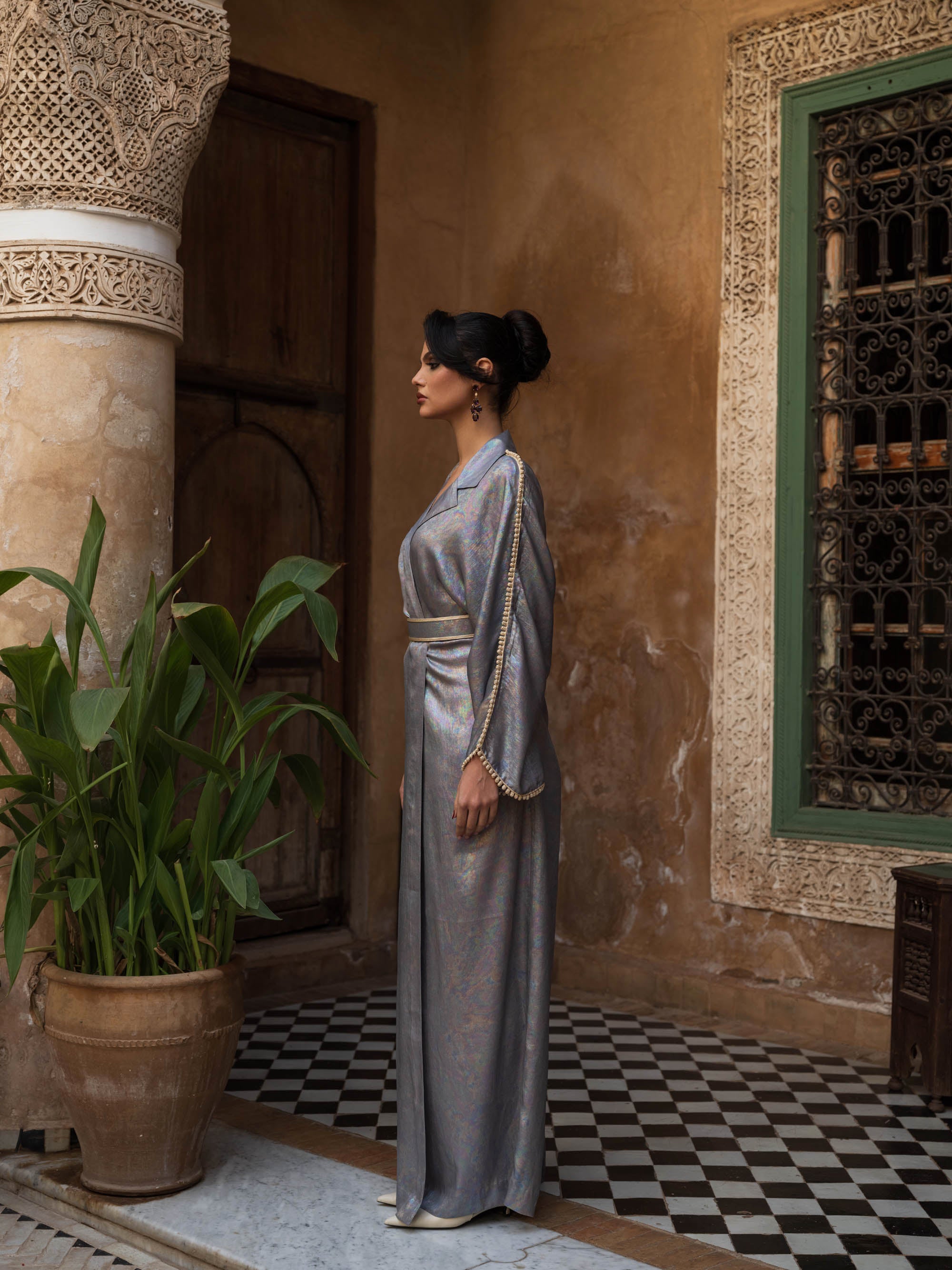 Modern Metallic Kaftan - Blue