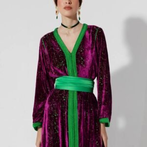 Habba-Purple Velvet Kaftan