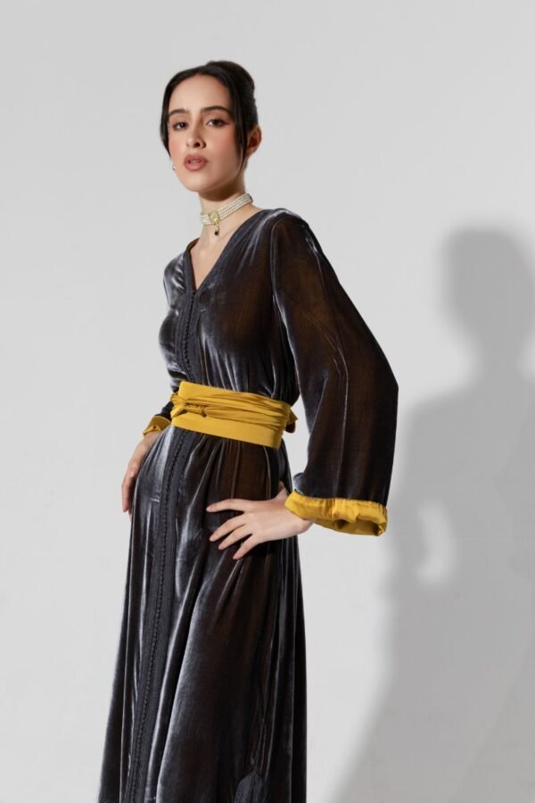 Habba-Black Velvet Kaftan - Image 1