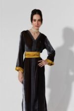 Habba-Black Velvet Kaftan - Image 2