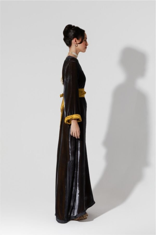 Habba-Black Velvet Kaftan - Image 6