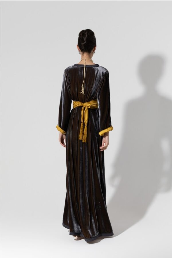 Habba-Black Velvet Kaftan - Image 4