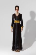 Habba-Black Velvet Kaftan - Image 3