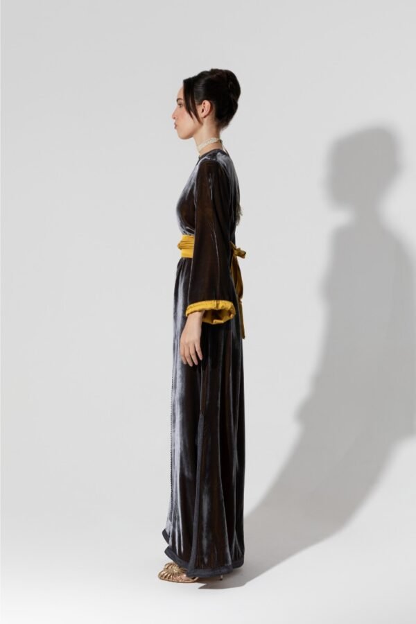 Habba-Black Velvet Kaftan - Image 5
