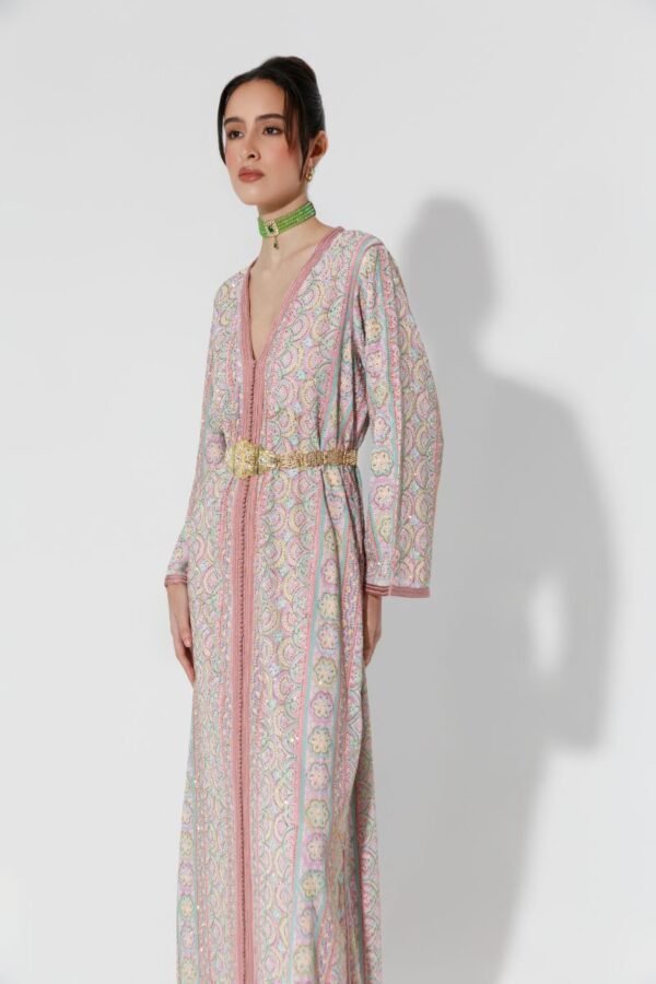 Habba-Embroidered Pink Kaftan - Image 1