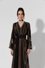 Habba-Black Silk and Chiffon Kaftan