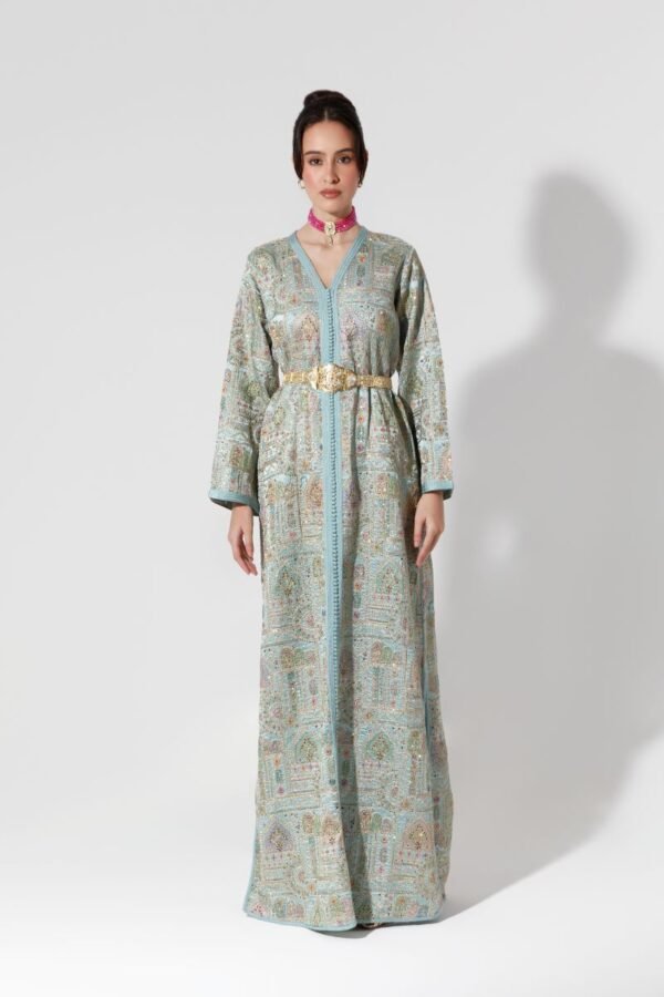 Habba-Embroidered Blue Kaftan - Image 2