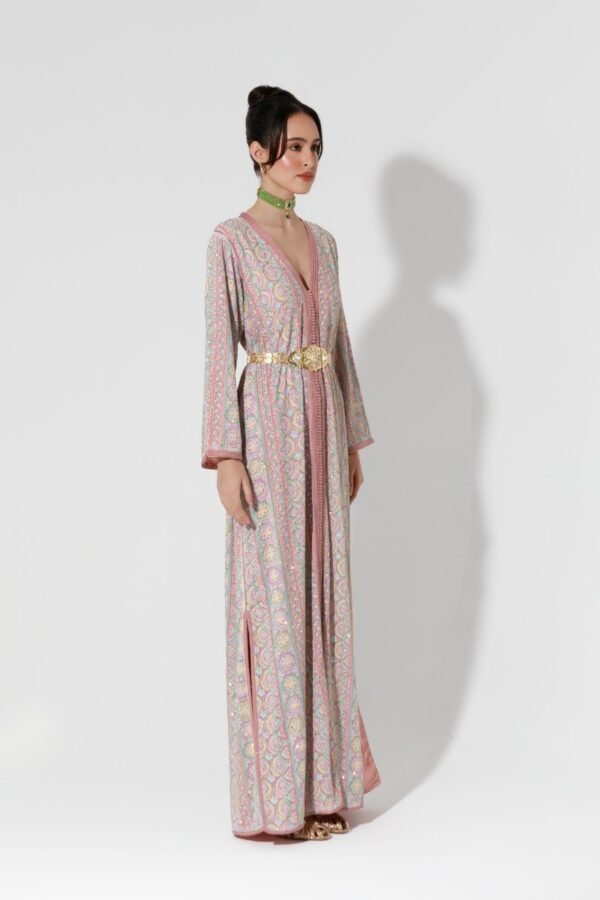 Habba-Embroidered Pink Kaftan - Image 4