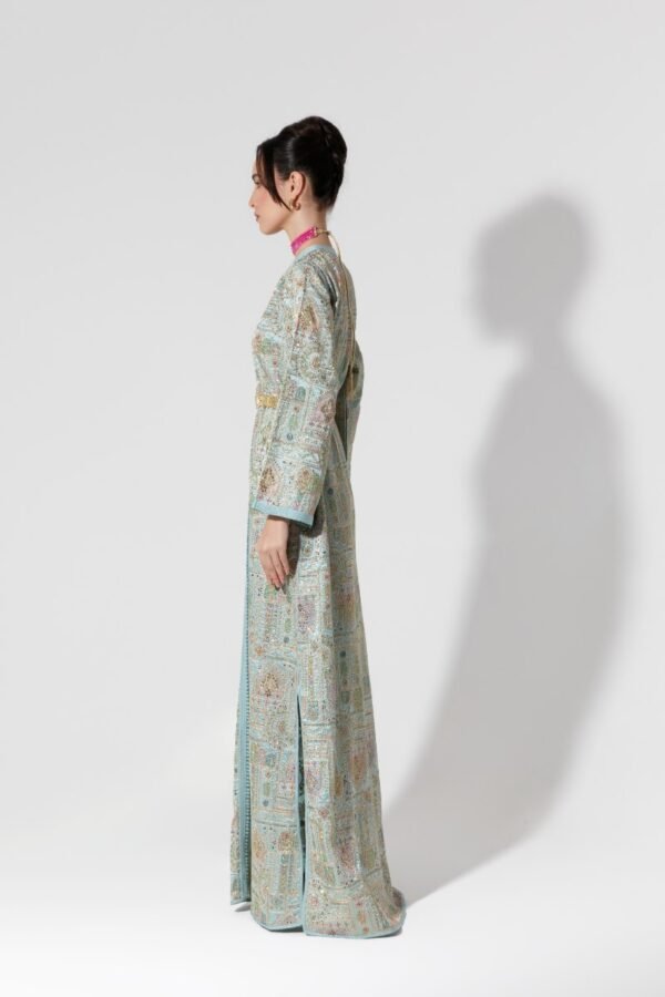 Habba-Embroidered Blue Kaftan - Image 4