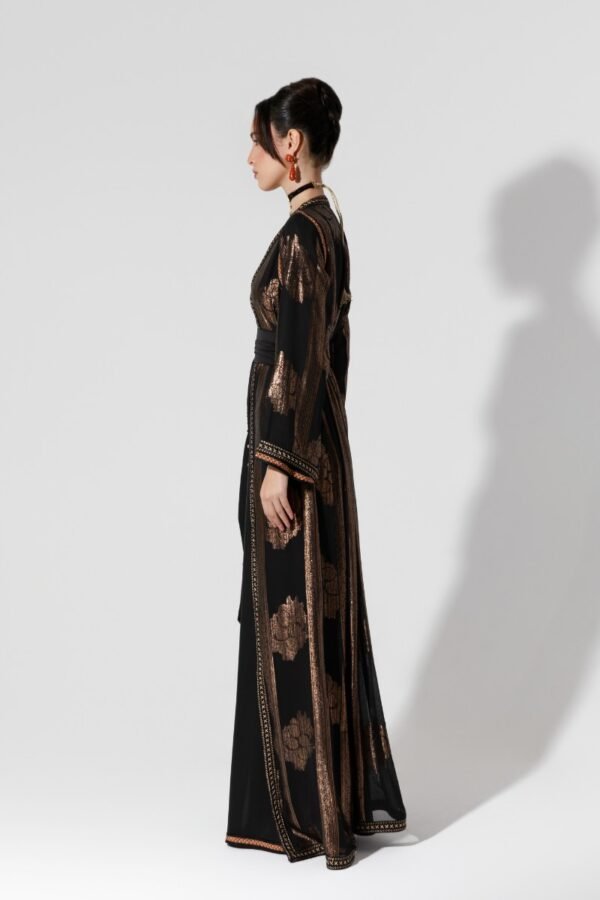 Habba-Black Silk and Chiffon Kaftan - Image 5