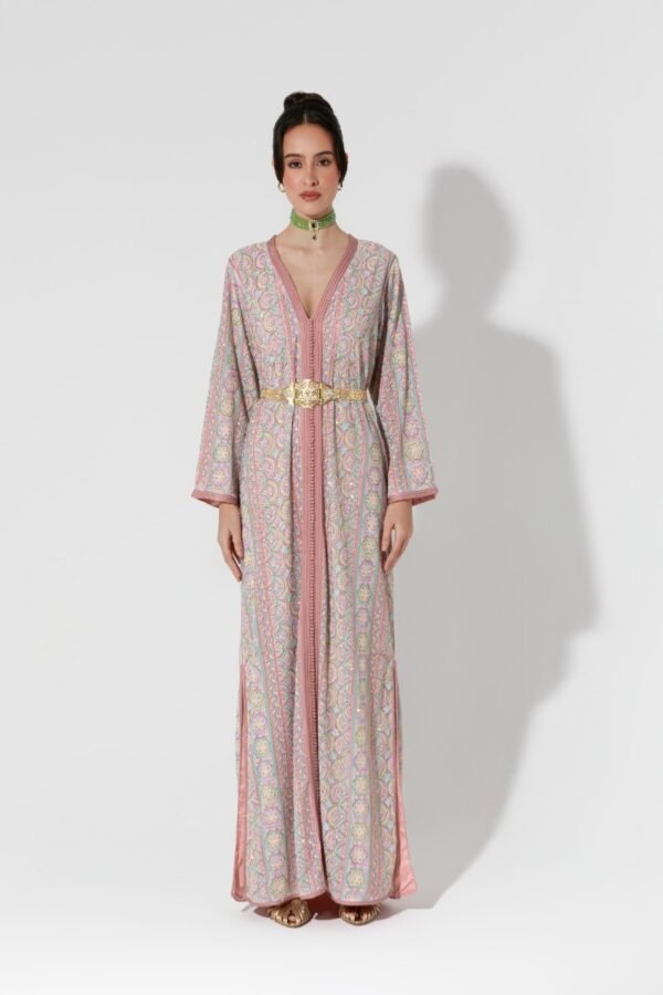 Habba-Embroidered Pink Kaftan - Image 2