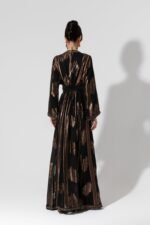 Habba-Black Silk and Chiffon Kaftan - Image 6