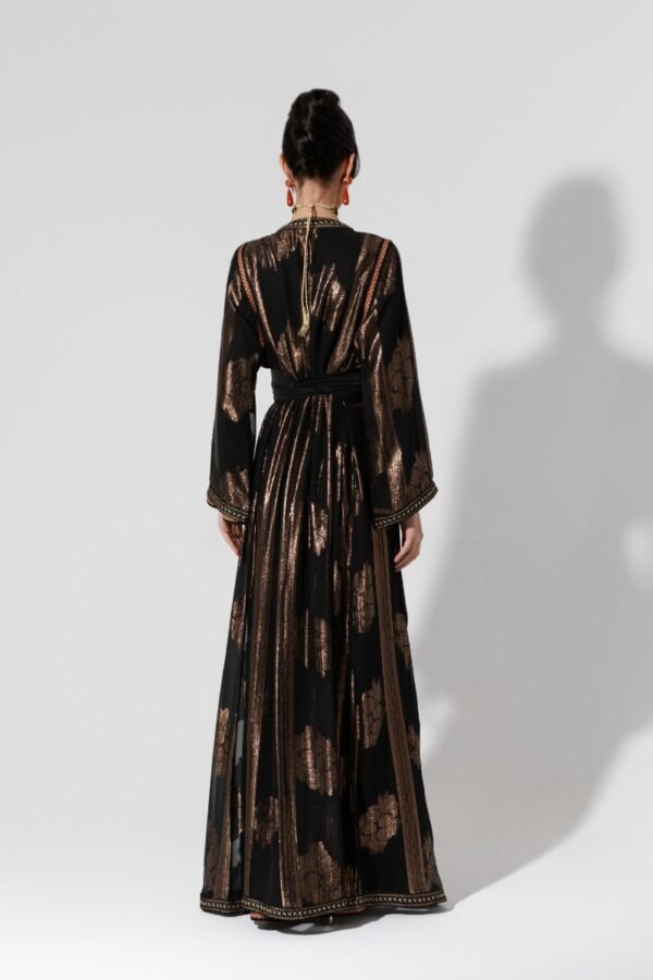 Habba-Black Silk and Chiffon Kaftan - Image 6