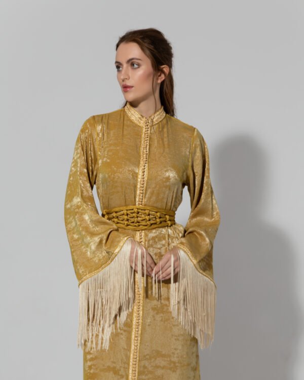 Habba-Yellow Silk Kaftan - Image 1